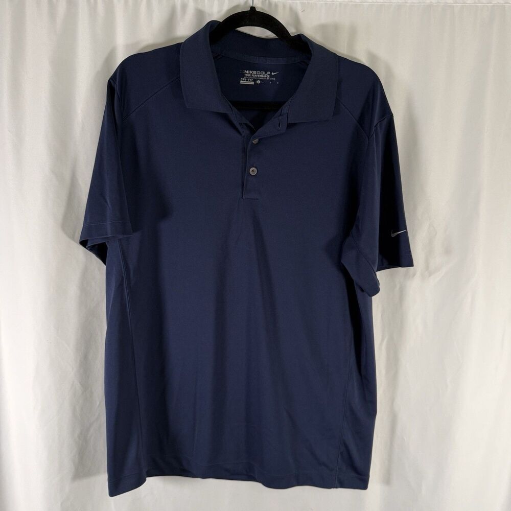 Nike Golf Polo Men's Large Navy Blue Short Sleeve Collared Tour Performance